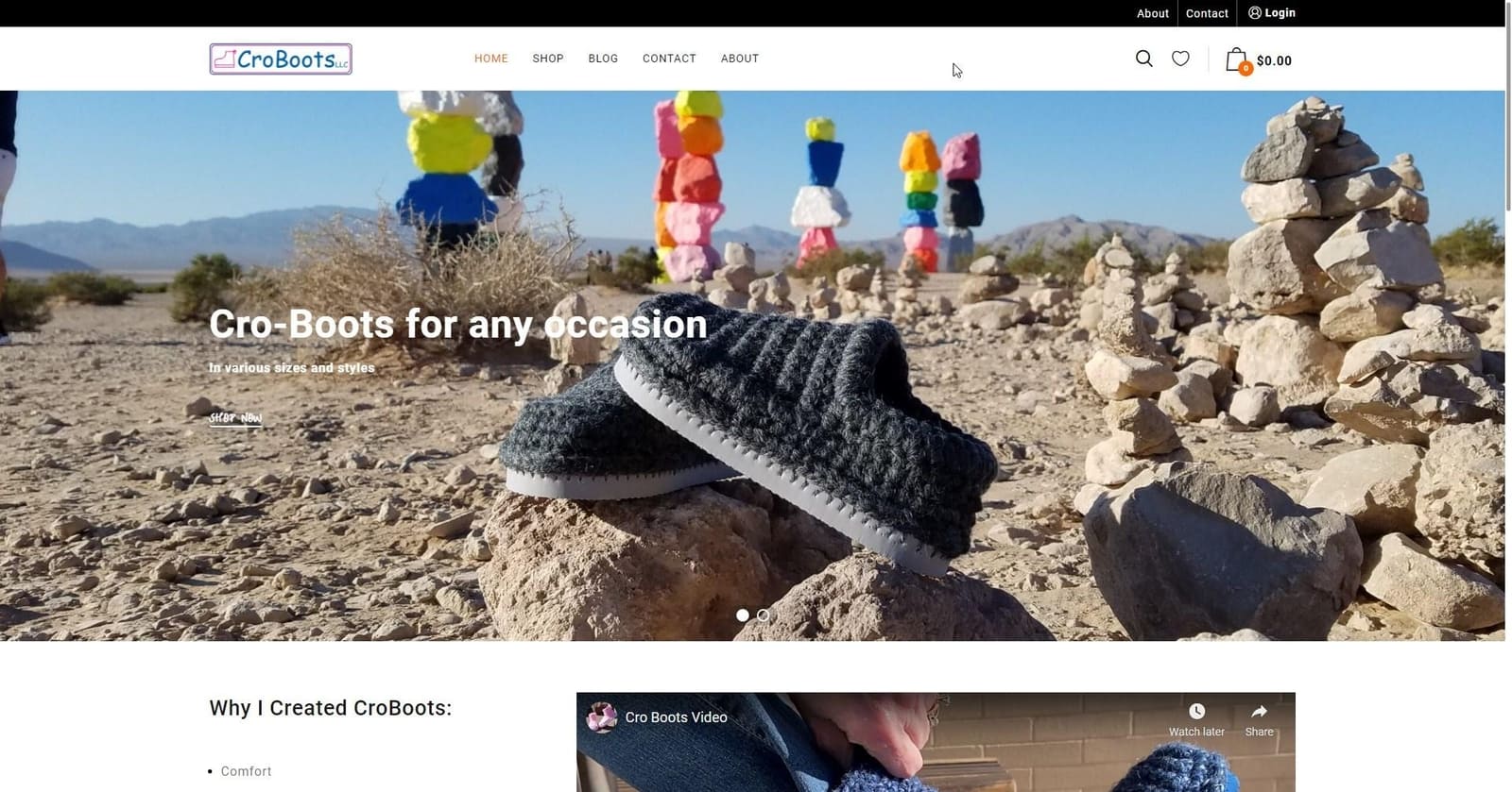Sitio web de Croboots en iPad